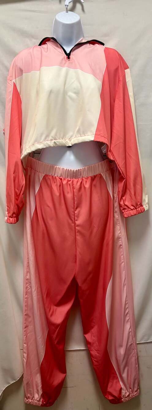 SHEIN Curve Pink Colorblock Cropped Tracksuit Set 1XL